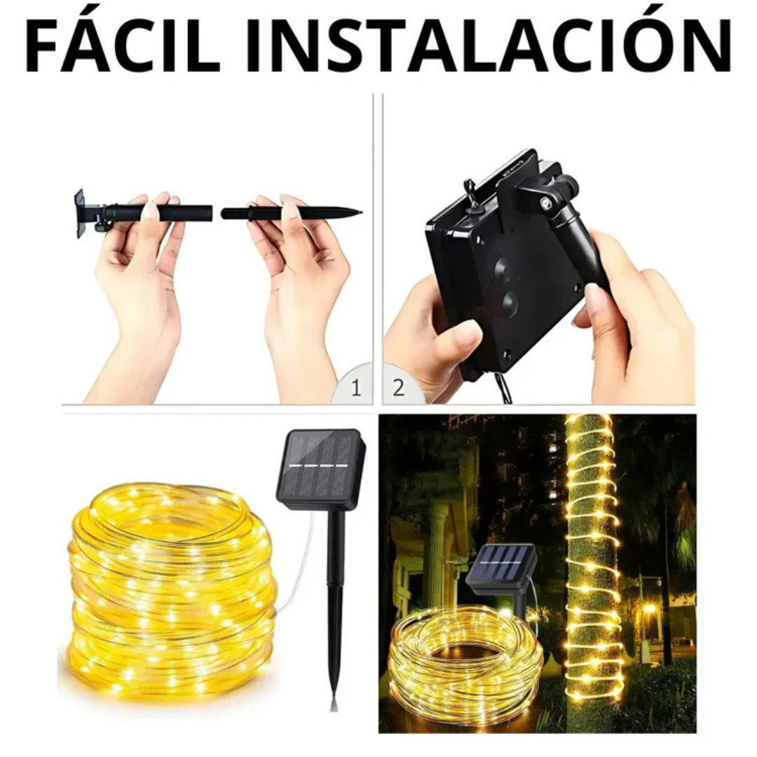 🎇LUCES LED CON PANEL SOLAR – 25 M DORADAS🎄🎅