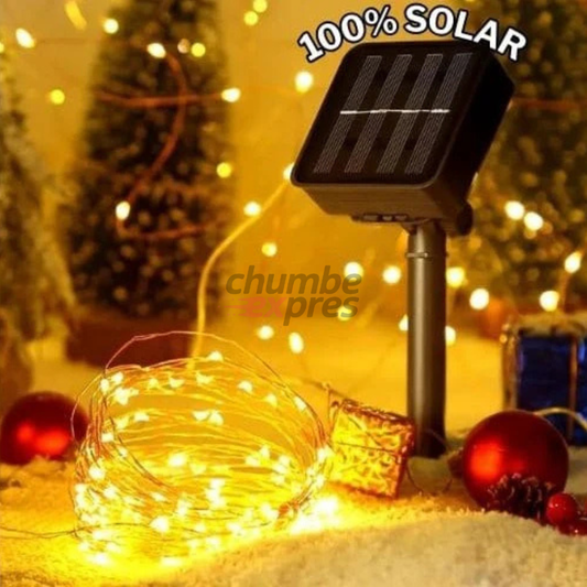🎇LUCES LED CON PANEL SOLAR – 25 M DORADAS🎄🎅