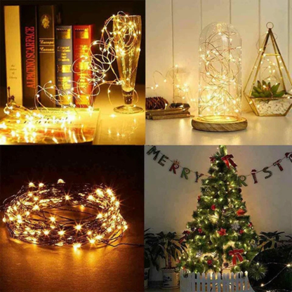 🎇LUCES LED CON PANEL SOLAR – 25 M DORADAS🎄🎅